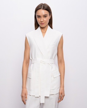 Brunello Cucinelli Белый жилет на запах с льном MH1267754