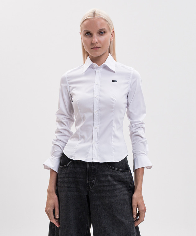 Vetements Белая рубашка с нашивкой логотипа WH27SH039W изображение 3