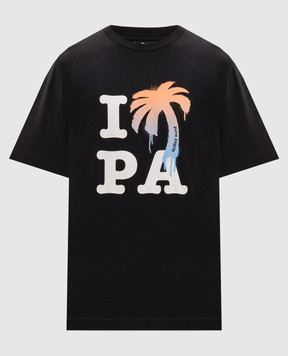 Palm Angels Чорна футболка з принтом I Love PA PMAA109S26JER007