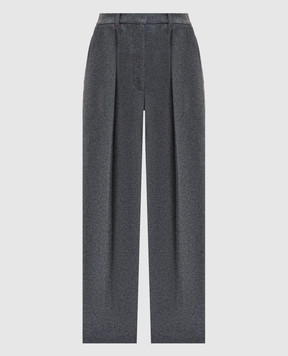 Victoria Beckham Серые брюки из шерсти и кашемира 1425WTR002857H