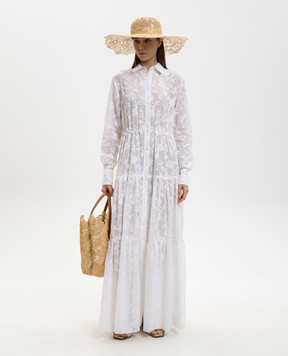 Ermanno Scervino Life Біла сукня-сорочка максі з вишивкою D484Q611YIYI