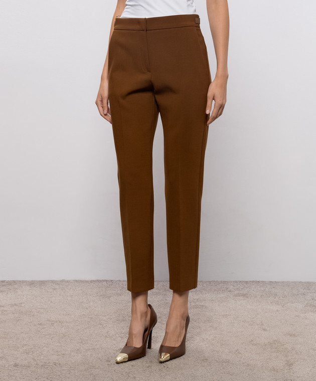 Max Mara Коричневые брюки ACINO из шерсти MXMACINO изображение 3
