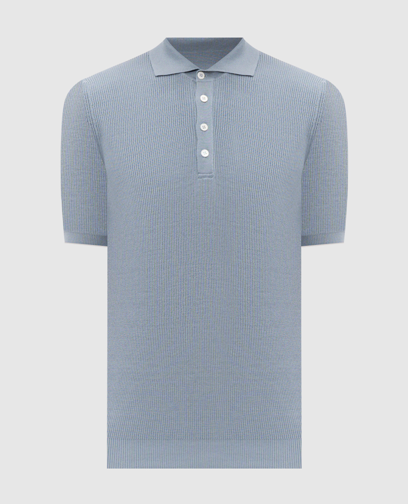 Голубое поло в рубчик