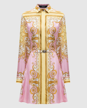 Versace Розовое платье-рубашка из шелка 10189331A17165