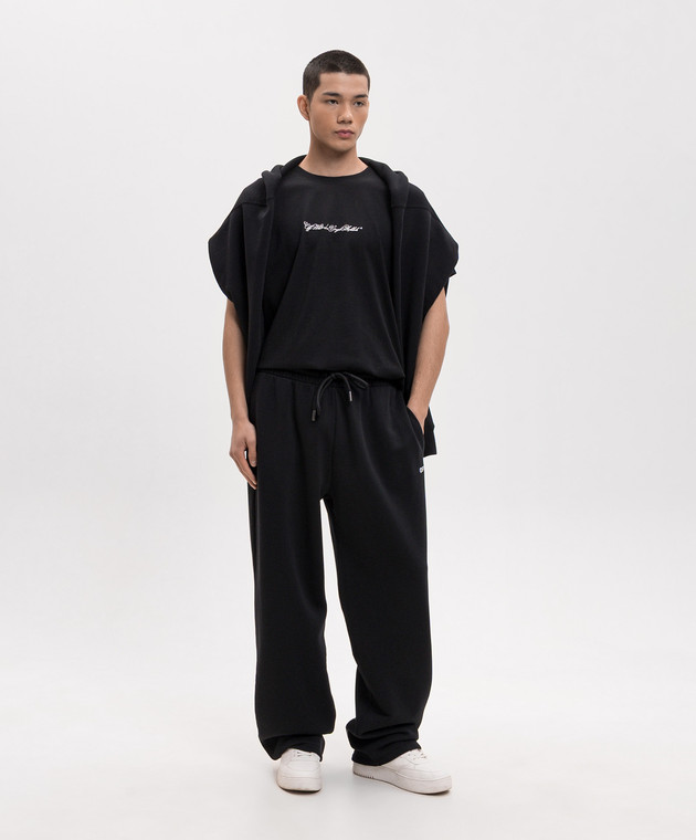 Off-White Чорна футболка з вишивкою Script Arrow 44MAA027S26J002 зображення 2
