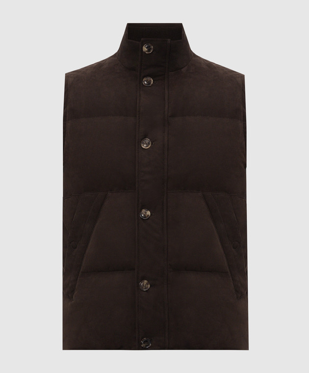Brett Johnson Коричневый пуховый жилет из нубука FW26L1NUCAC