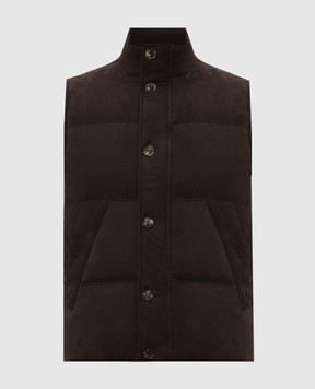 Brett Johnson Коричневий пуховий жилет з нубука FW26L1NUCAC