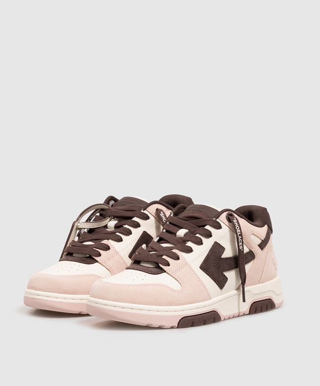 Off-White Розовые кожаные кроссовки Out Of Office OF05731655 изображение 2