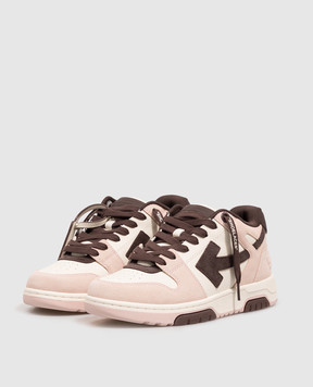 Off-White Розовые кожаные кроссовки Out Of Office OF05731655