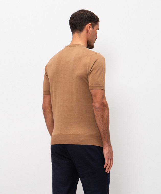 Cashmere&Whiskey Коричневая футболка с шелком FS03 изображение 4