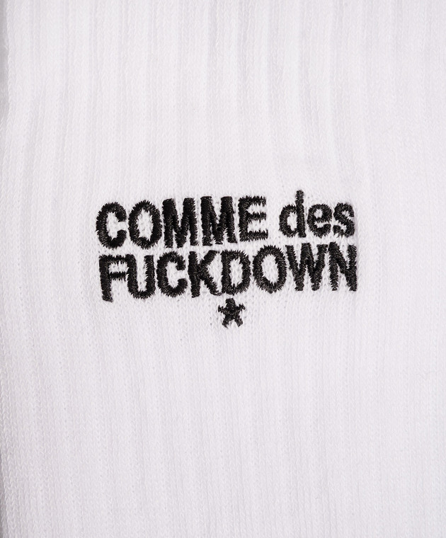 Comme des Fuckdown Білі шкарпетки з вишивкою логотипа FAS6CFACX00268 зображення 2