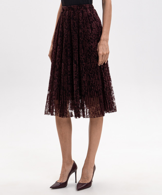 Ermanno Scervino Бордовая юбка с вышивкой D492O370EYF изображение 3