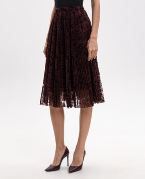 Ermanno Scervino Бордовая юбка с вышивкой D492O370EYF