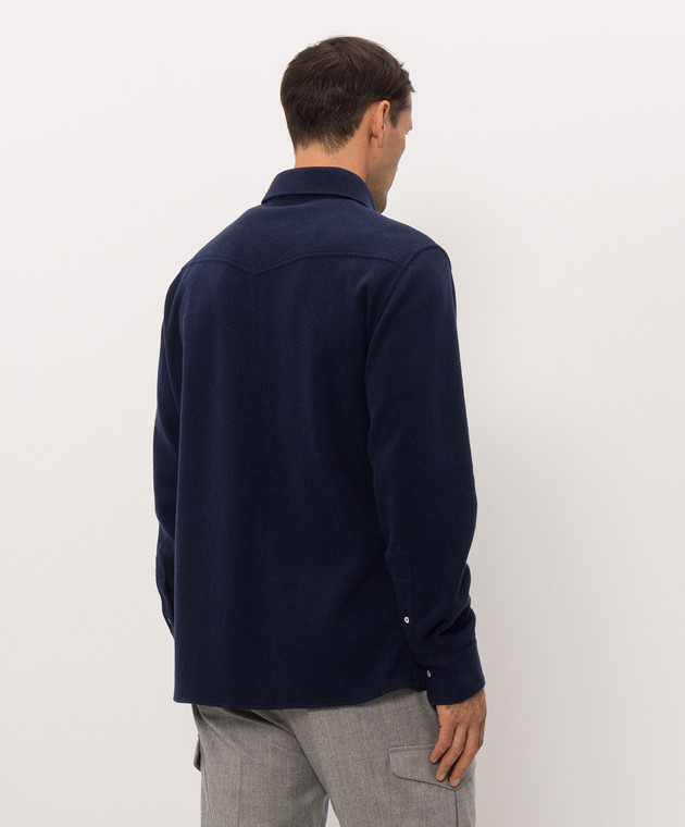 Brunello Cucinelli Рубашка синего цвета с кашемиром MM840KC01 изображение 4