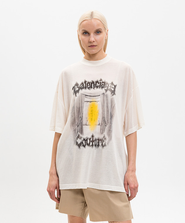 Balenciaga Футболка Salon De Couture кольору айворі 871750TUVD6 зображення 3