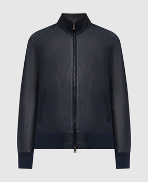 Cashmere&Whiskey Синя шкіряна куртка DF272NAPPA