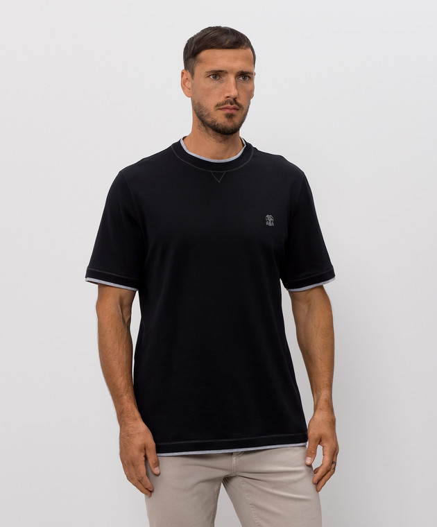 Brunello Cucinelli Чорна футболка з емблемою M0B137451G зображення 2
