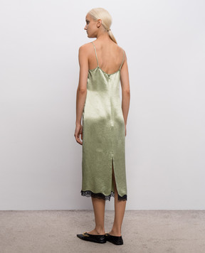 Twinset Зеленое платье с кружевом 262TP2110