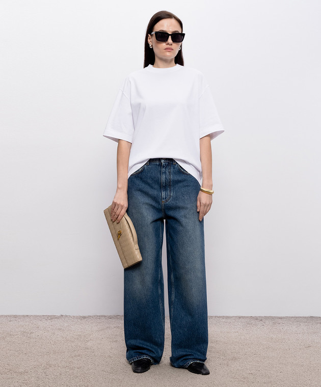 Bottega Veneta Белая футболка с вышивкой логотипа 868109V6GI0 изображение 2