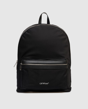 Off-White Чорний рюкзак з контрастним логотипом OMNB109C99FAB001