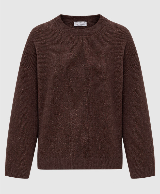 Brunello Cucinelli Бордовий светр з люрексом M1E224720