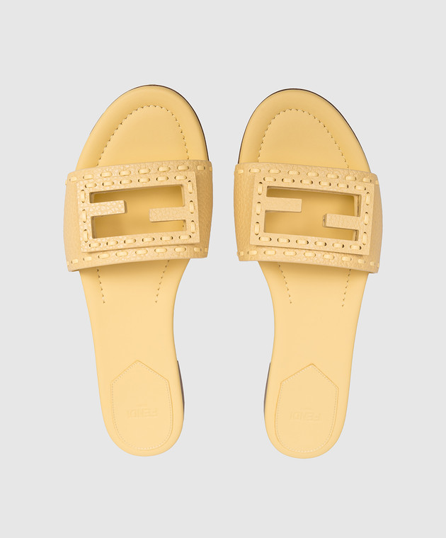 Fendi Жовті шкіряні шльопанці Baguette 8R8136AQY2 зображення 4