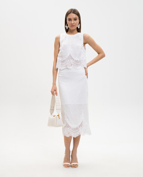 Twinset Білий топ з льону з мереживом 261TT2182