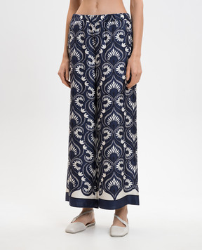 Max Mara Weekend Синие брюки WKDOTTICO из шелка WKDOTTICO