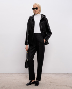 Babe Pay Pls Чорна шкіряна куртка з капюшоном 2116AMAZON