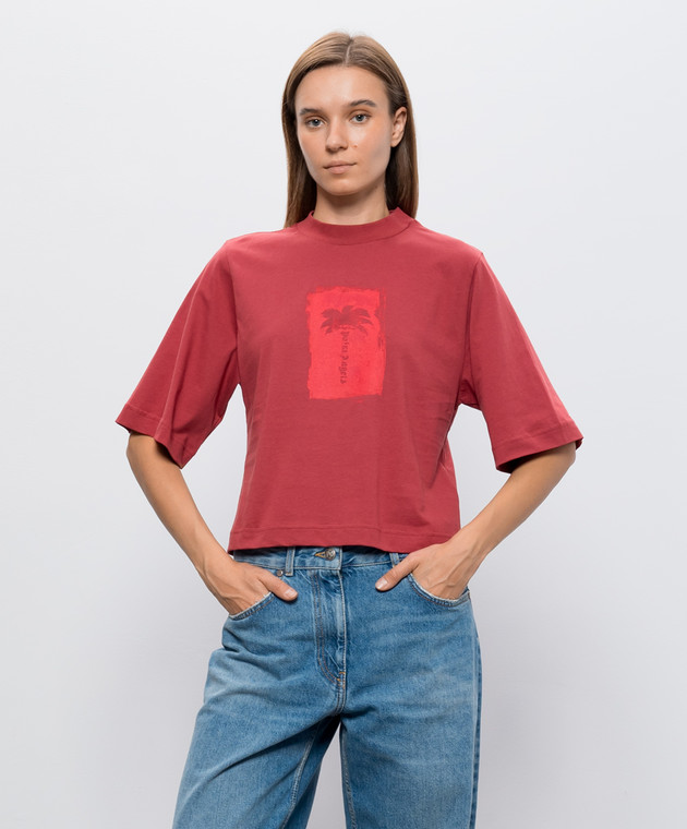 Palm Angels Красная футболка Brashed Palm PAWAA003JR010 изображение 3