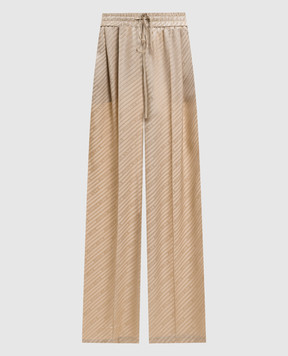 Jacob Lee Бежеві штани із шовку у візерунок WSP0076SS25GS