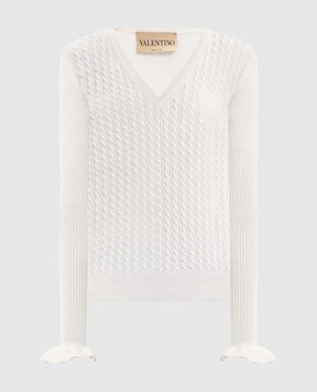 Valentino Білий пуловер із кашеміру з вишивкою логотипа 8B3KC71MA2H
