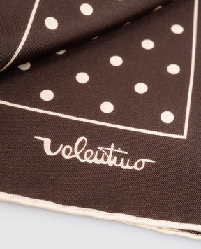 Valentino Коричневый платок из шелка в горох 8W2EI114XHD