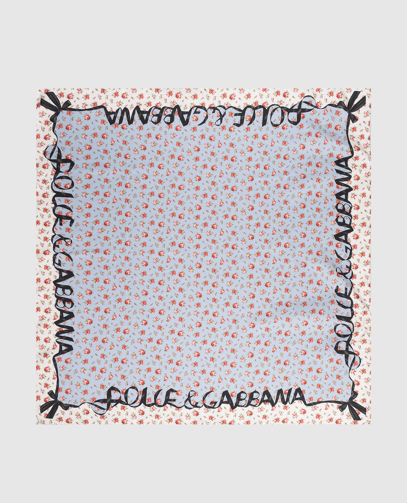 

Голубой платок из шелка в принт в виде роз, Платки