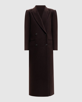 Twinset Коричневе двобортне пальто з вовною 262TP2450