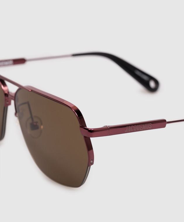 Jacquemus Розовые солнцезащитные очки Aviador JAC67C6SUN изображение 4