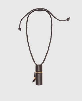 Yves Salomon Коричневый кожаный футляр для помады на шнурке 26EAA201XXAPXX