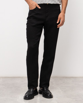 Stefano Ricci Чорні штани з льону та шовку M8T62B0190TXFIL