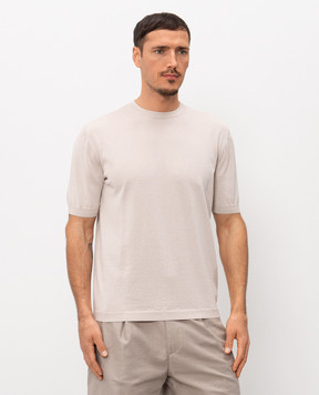 Agnona Бежева футболка з шовком KT11U150Q1812