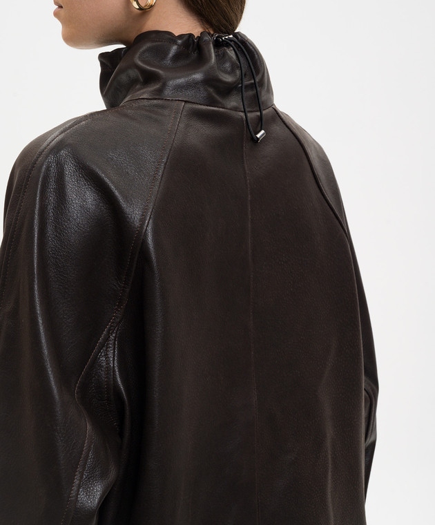 Babe Pay Pls Коричневая кожаная куртка 2602AMAZON изображение 5