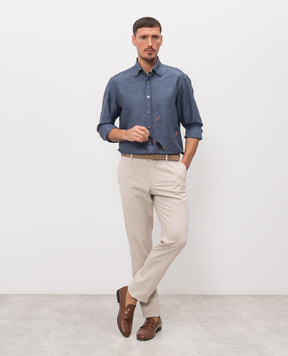 Stefano Ricci Синя сорочка з льоном MC007956R1964