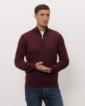 Brunello Cucinelli Бордовый джемпер из кашемира, шелка и льна MSY00124
