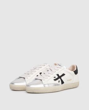 Premiata Кожаные кроссовки Stevend цвета айвори с логотипом STEVEND6936