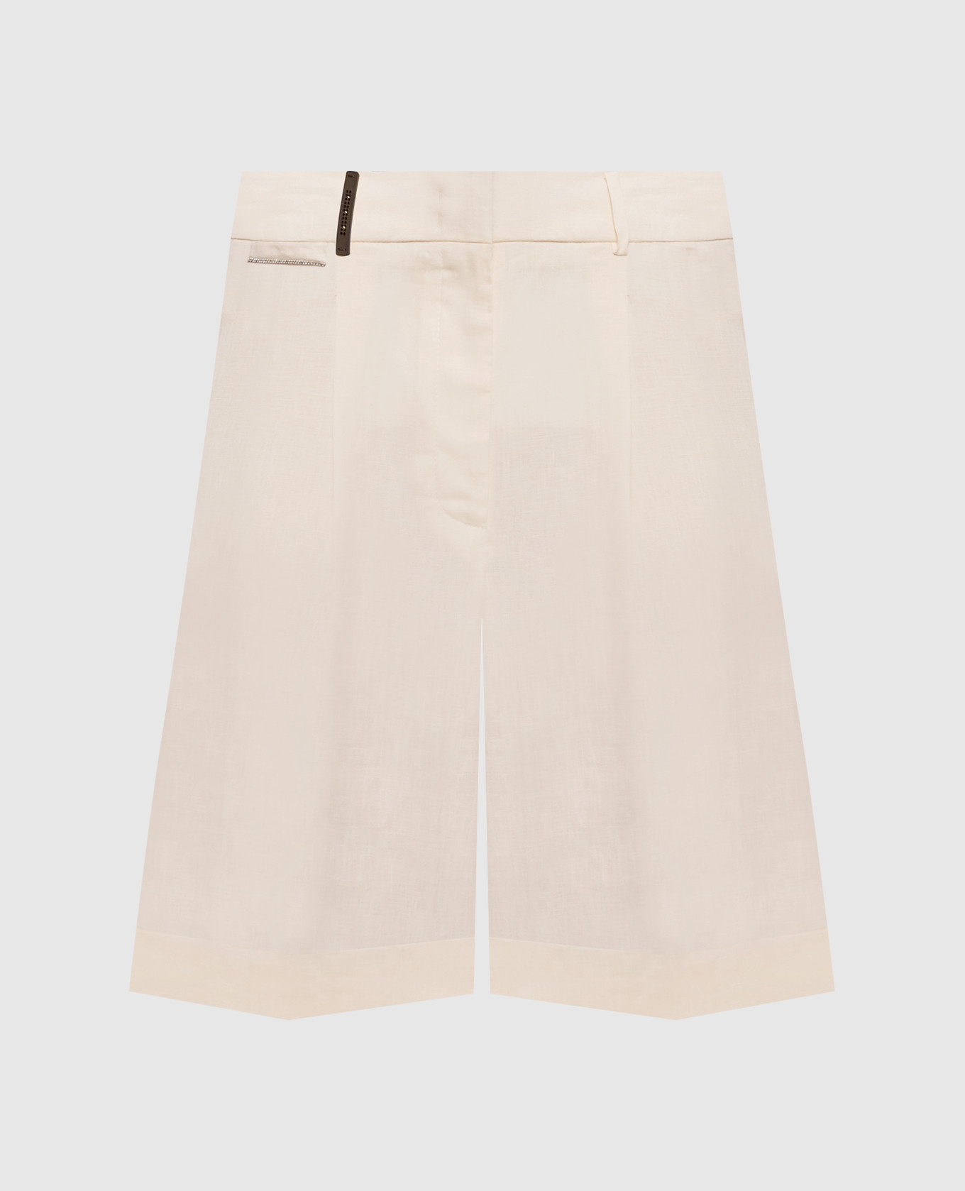 Шорты цвета айвори с патчем и цепочкой