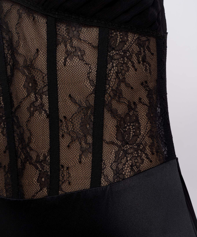 Simkhai Черный боди из шелка с кружевом 2268020LE изображение 5