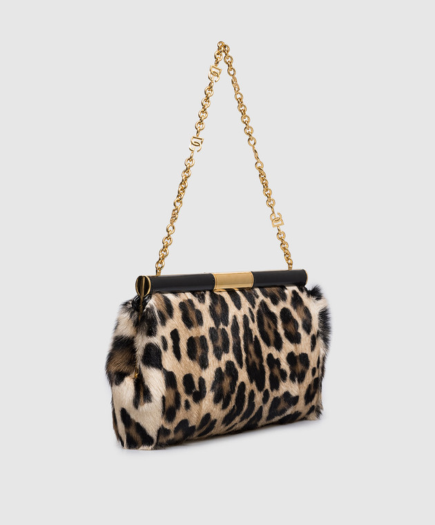 Dolce&Gabbana Бежевий клатч Marlene зі шкіри з ворсом в леопардовий принт BB7672A0863 зображення 3
