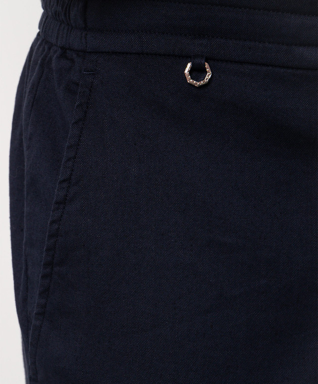 Stefano Ricci Темно-синие брюки с льном M1T6100051LCTL1U изображение 5