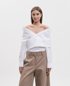 Balenciaga Рубашка с открытыми плечами цвета айвори 872123TRM28