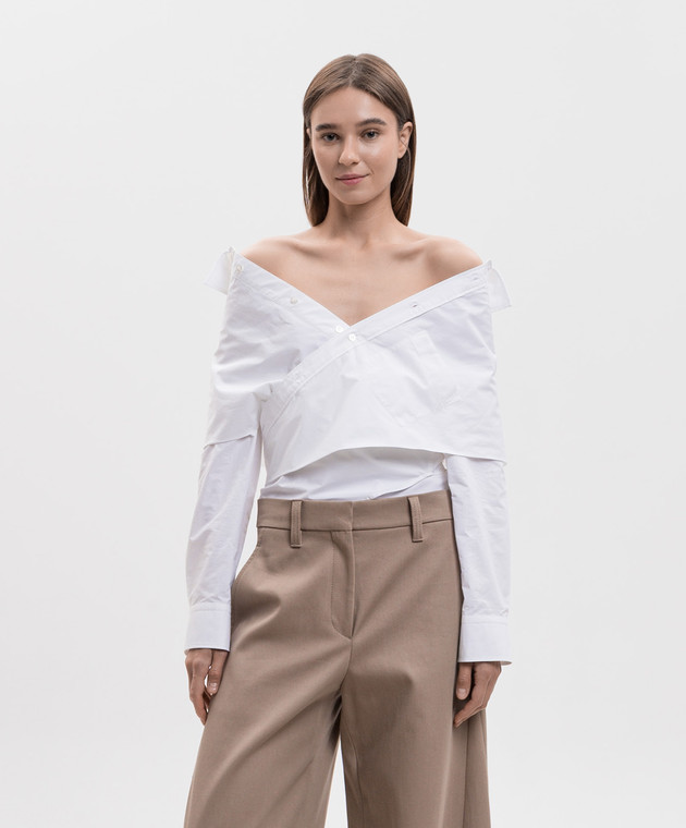 Balenciaga Рубашка с открытыми плечами цвета айвори 872123TRM28 изображение 3