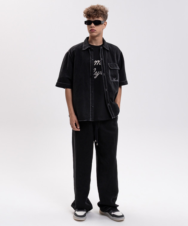 AMIRI Черные брюки с льном AMBMPA1084 изображение 2